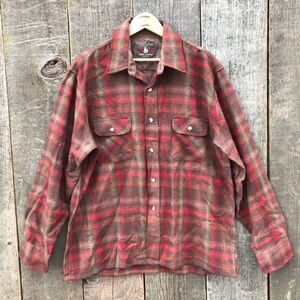 Vintage 80s Mervyn's High Sierra Wool Plaid Lumberjack Flannel Shirt Large